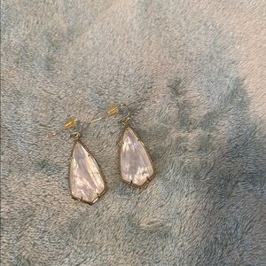 Kendra Scott Gold Tone Drop Earrings with White Drusy stone